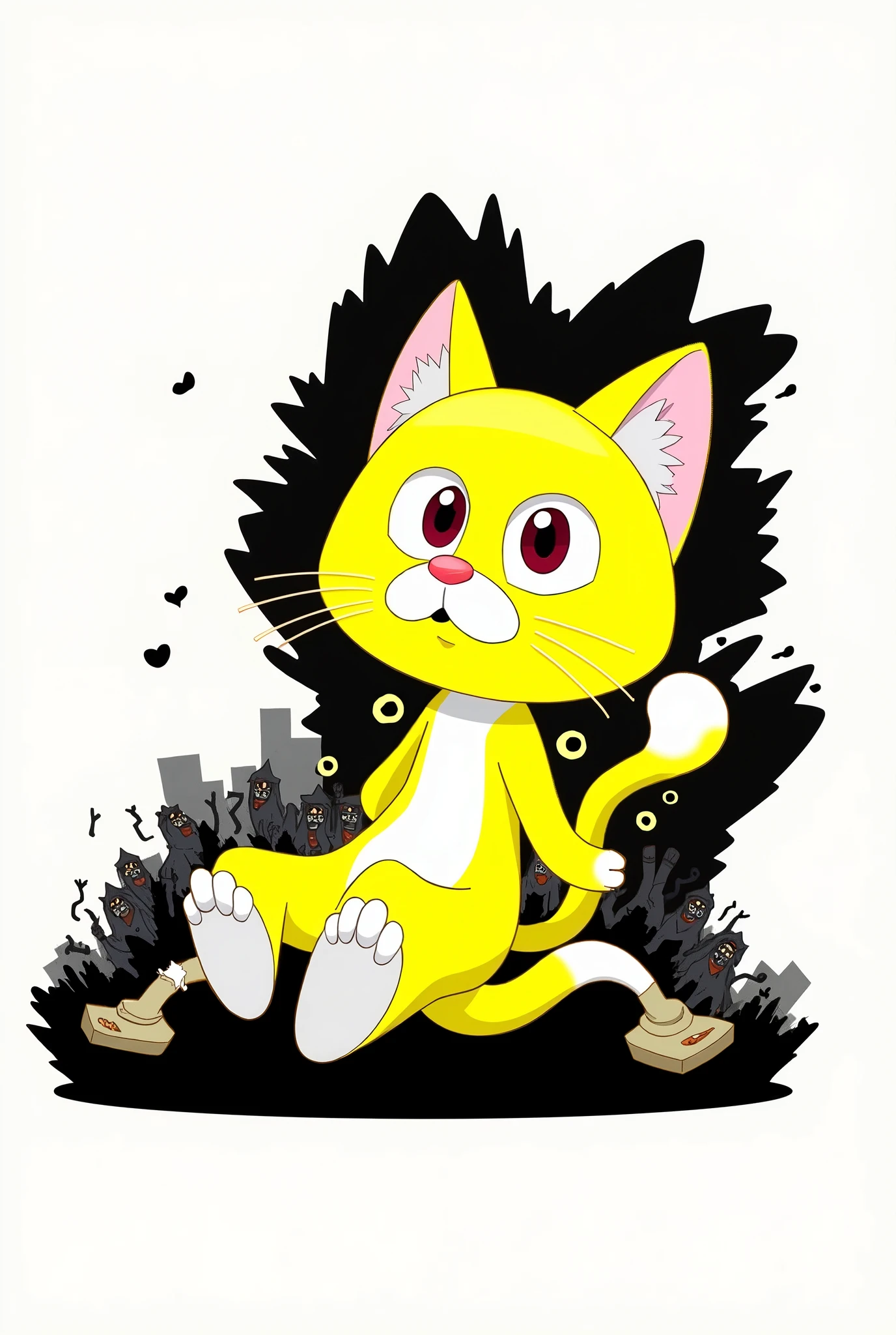 Cat running from zombies