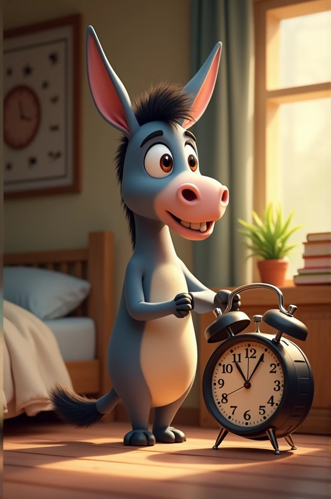 Donkey setting alarm in clock