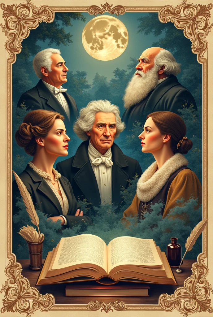 Make me an poster using this 5 characteristics of literature Universality, Artistry, Permanence, Style, Intellectual value 