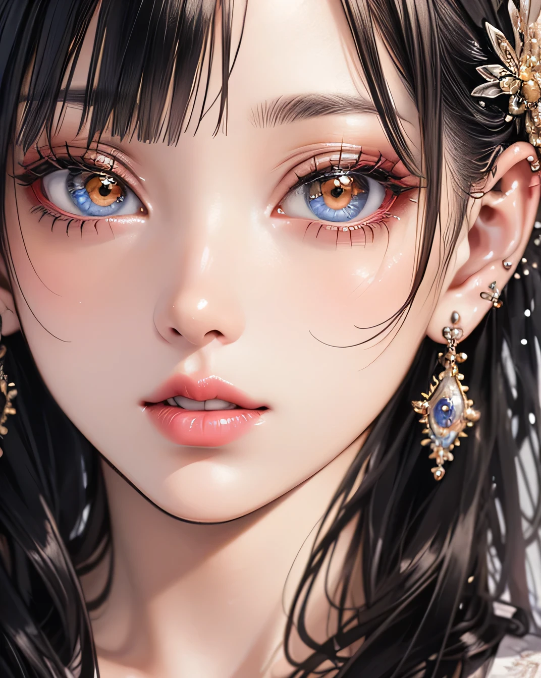 (Beautifully detailed face), (Beautiful attention to detail), Beautiful woman, Beautiful lips with lipstick, Beautiful womanの顔, The finer details, high quality, high quality , Vivid and True Colors ,