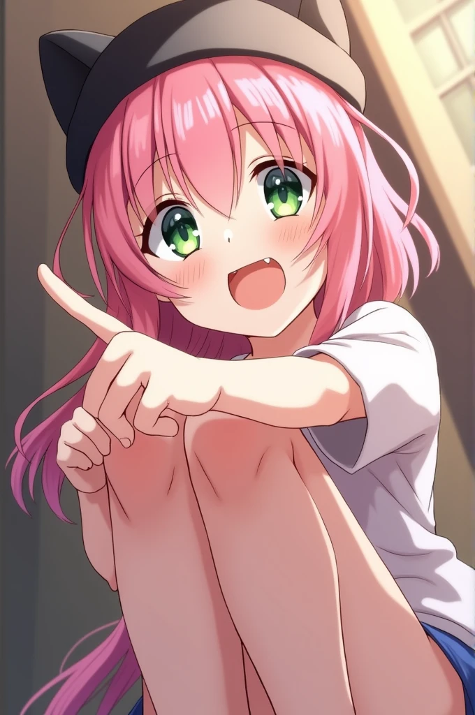 shiroma, green eyes, short hair, pink hair, ahoge, hair ornament,1girl,masterpiece, expensive quality, very_expensive_solve, big_file size, full color,(completely nude:1.2),pussy,niplles,(vaginal sex:1.2),(anime color:1.1),(Loli kid),