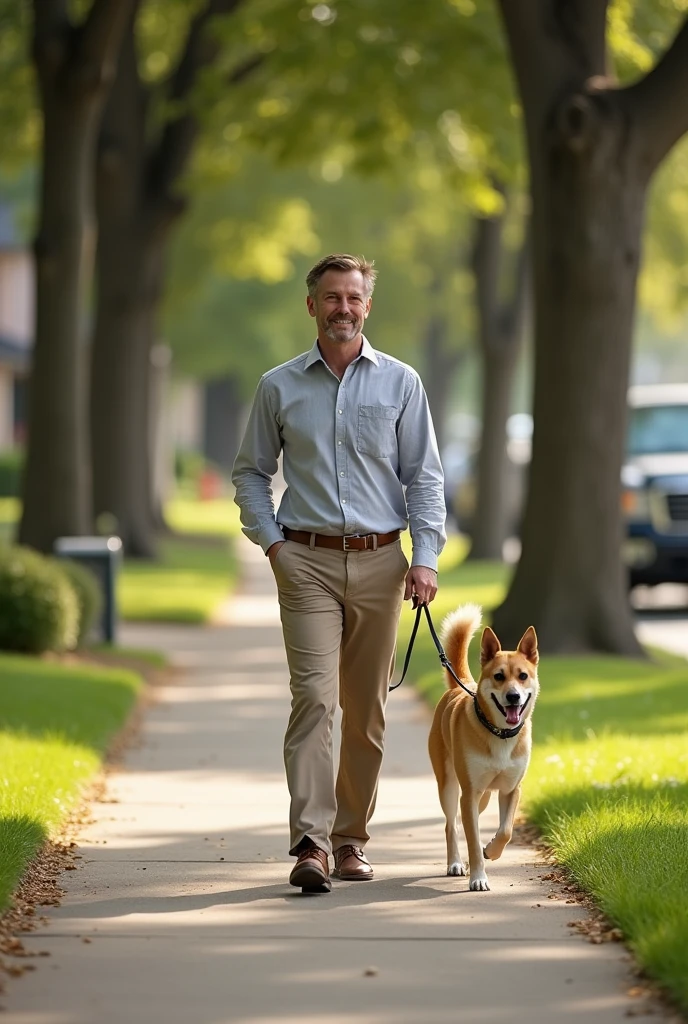 A man walk with dog