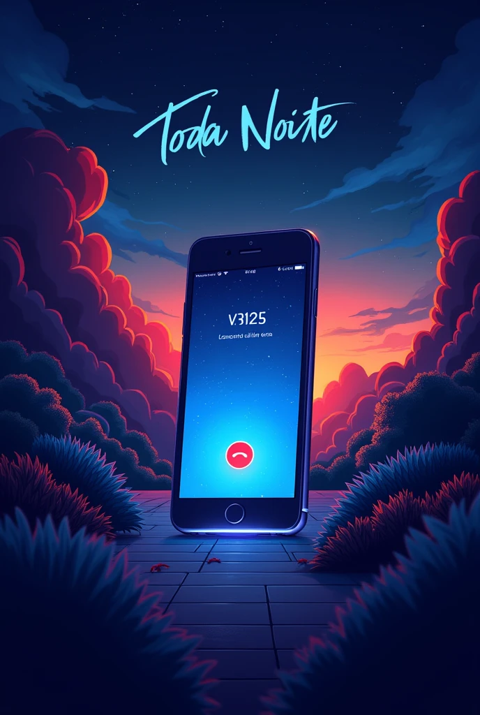 Crie uma capa de musica com o nome toda noite, make a cell phone with message and missed calls and put the title as: toda noite