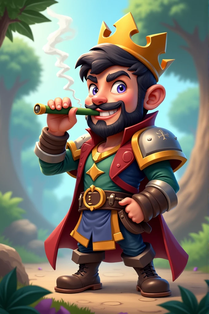 le prince de clash royal qui fume un joint en cartoon