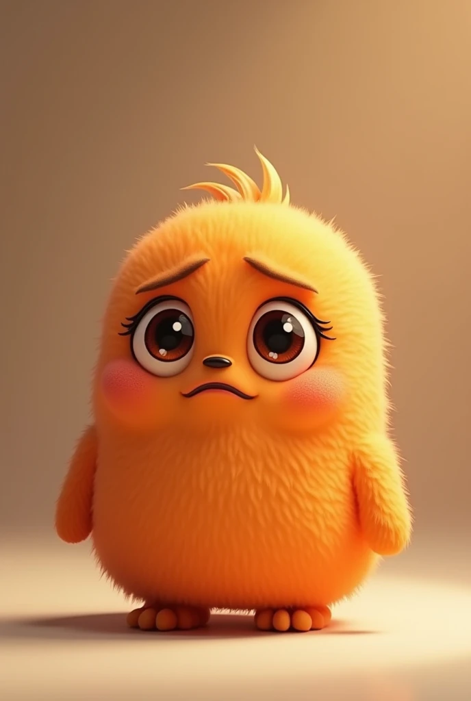 Create a cute animated character, tender that represents the emotion anxiety, whose characteristic color is dark orange