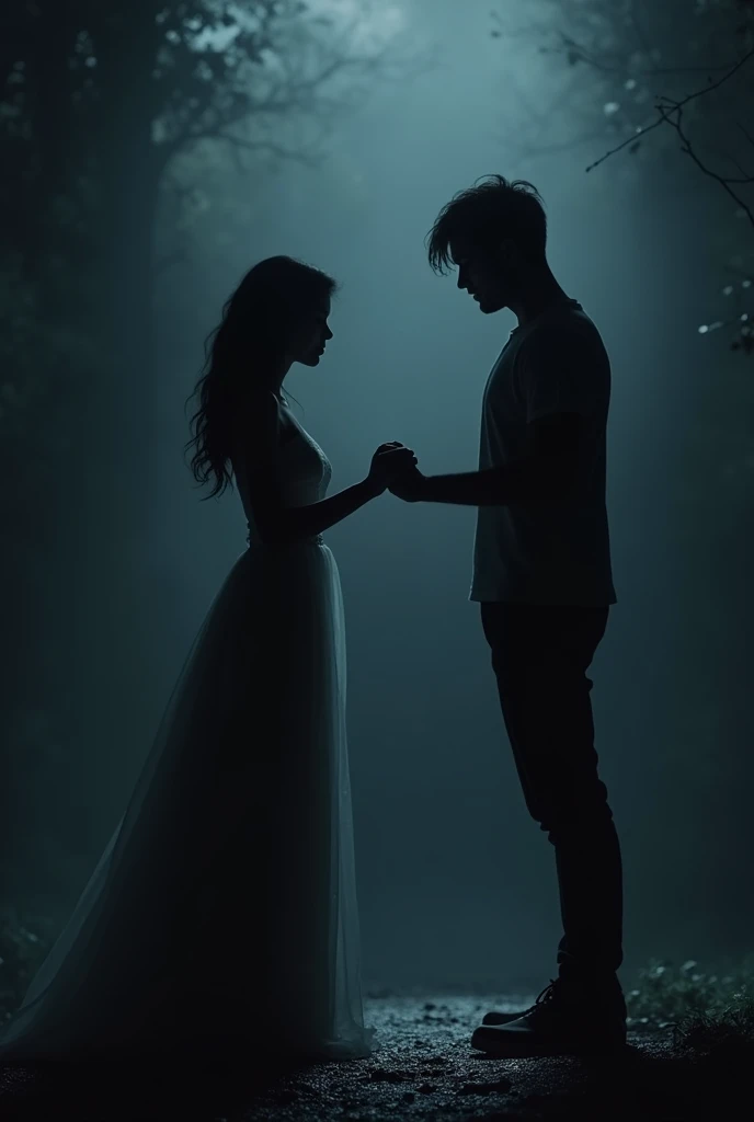 couple holding hands, dark
