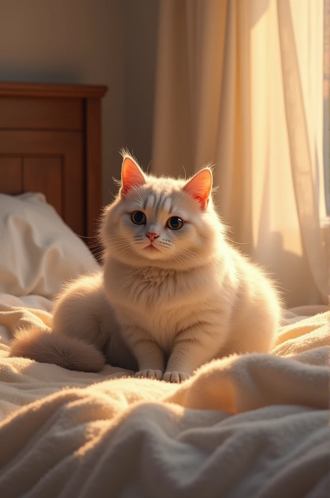 Cat sit on bed