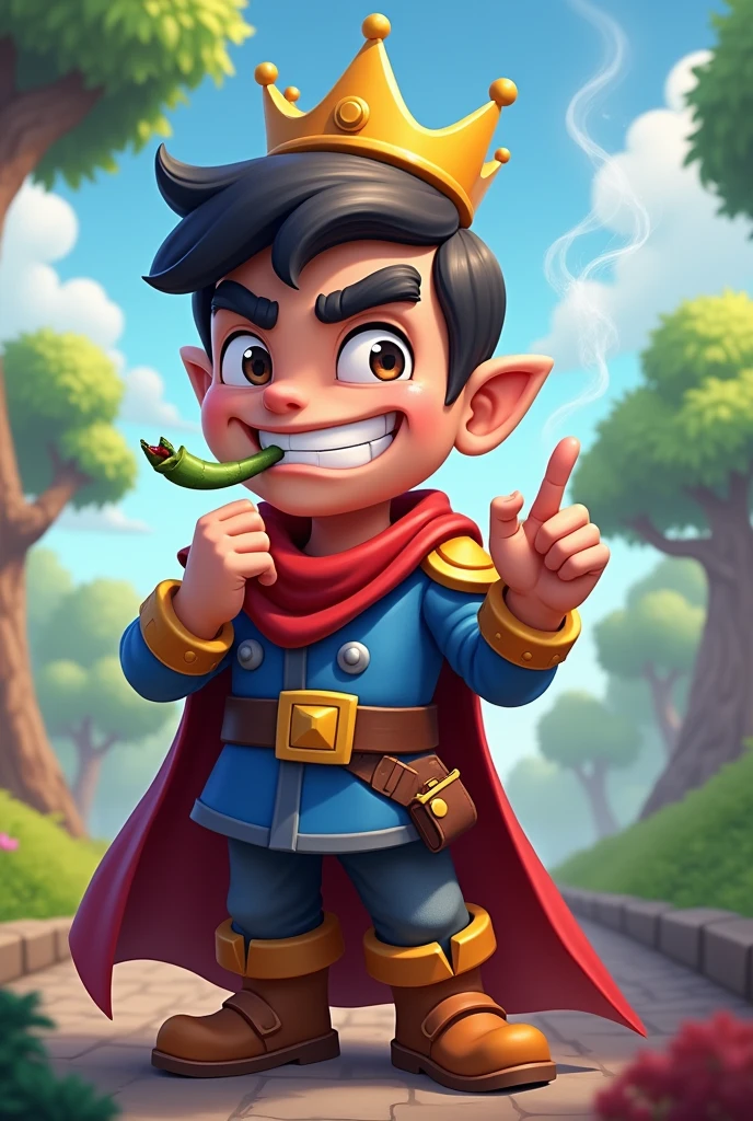 le prince de clash royal qui fume un joint en cartoon