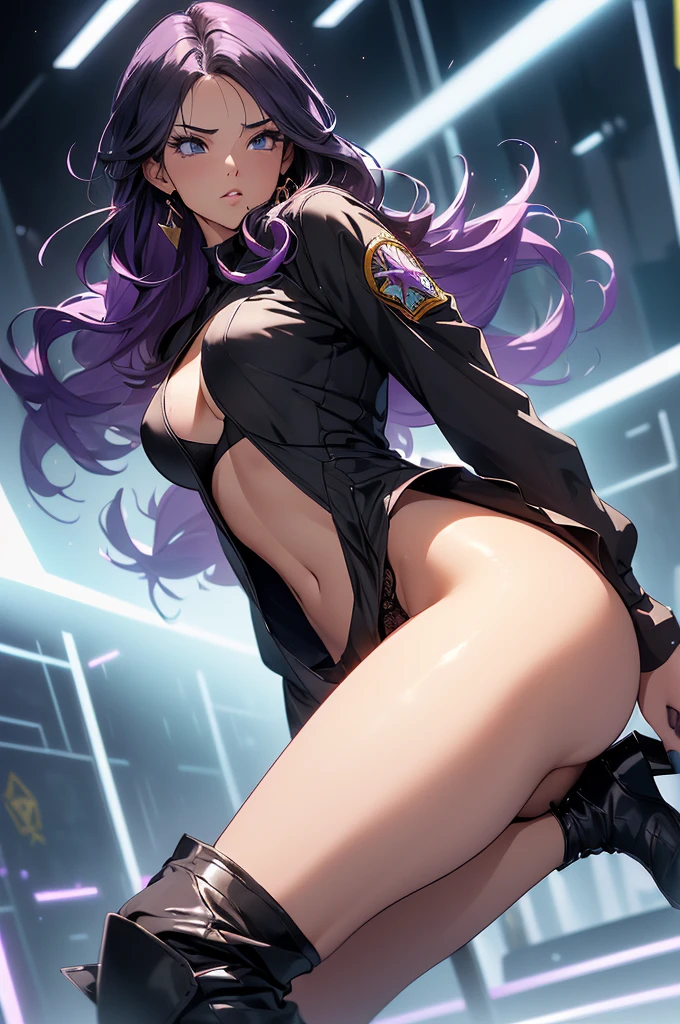 (Highest quality,4K,High resolution,masterpiece:1.2), (Ultra-detailed), (Slender beauty)(Age 27)(thunder:1.3) (Dynamic Art), (looking at the camera) (Dragon Ball Z setting), (The whole body is visible)(Vision:1.8), (Realist,photoRealist,photo-Realist:1.37), (High resolution,High resolution), (Portraiture), (Vibrant colors), (Long legs), (A noticeably elongated face), (Wide range) (Hermosos Fine grain), (Beautifully detailed lips), (Very detailed目と顔), , Bright eyes Dynamic angles and postures, Sweatびっしょり, Sweat, (Long eyelashes), (Sharp focus), (Physically Based Rendering), (8 heads,Beautiful female warrior), (Mature Woman) (Leg spread), (intense), (expression of intense desire), (Motion Blur), (elegant), (Slim figure:1.3), (Inspired by anime), (Bright light), (Cinema Lighting), (Contrasting colors), (Mysterious atmosphere), (Action-packed scenes), (Unique Look), (impressive), (Reveal costumes), (Exciting),(Deep Eyes),(Fleshy pubic area), (Expressive), (Interesting atmosphere), (Dark blue high socks Magic Mix Real、(RAW Photos:1.2)、(Realistic:1.4)、The beauty of beautiful details Laughter、Big Ass、blonde、((I can see your pants))(Panty shot)Earrings eyelash Beautiful and detailed、Large file size、Very detailed、High resolution、Transcendental beauty Highest quality、masterpiece、、(Riders jacket))、Very detailed表現, In detail、Very detailed顔のCinema Lighting、1、positive、((Dynamic pose)))、(Lean back:1.2), (Open Stance))、(From below:1.5), (Under the skirt:1.5), Check Pleated Skirt、Sexy upward glance, (Spread your legs and show me your panties:1.5), (Black see-through panties:1.5), (Low rise:1.5), (Long purple hair:1.5), (Healthy Body:1.5), (High leg tiny panties,,,,,,:1.5), (Looks like see-through panties :1.3), (Pubic hair is visible:1.5), (Browsing Caution:1.5), (Shyness:1.5), (Black long boots:1.5)(Ecstasy:1.5)(orgasm:1.3)