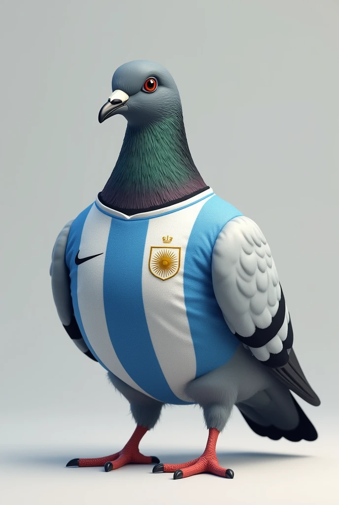 Make a grey pigeon with a darker grey neck and the Argentine national team&#39;s clothing 