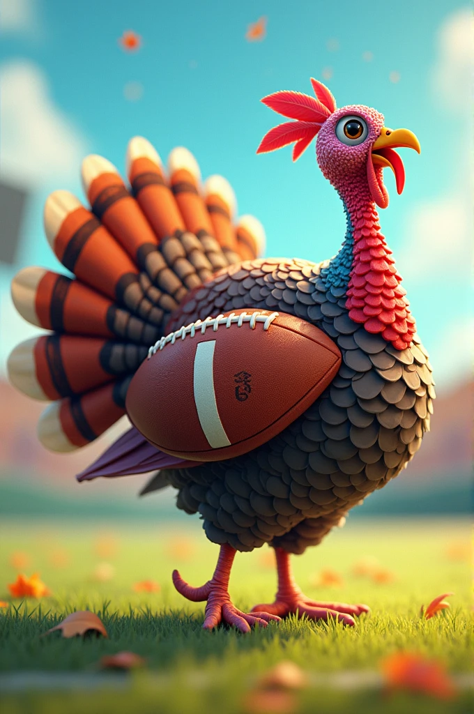 Create a turkey by throwing a football