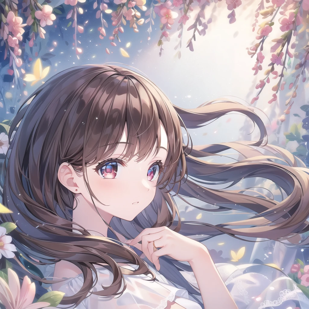 ((masterpiece, best quality))++, Detailed lighting+,  Detailed hair+, Detail hand+ ,1 girl, Miss, Neat long hair,   Crimson eyes,  beautiful eyes, young brunette,,(Beautiful brunette:1.5),(Beautiful and delicate eyes),  high resolution+,glass tint, Reflective eyes,   {{angle}} , Very detailed wallpaper, The original, Extremely beautiful CG，Firefly，Nature，