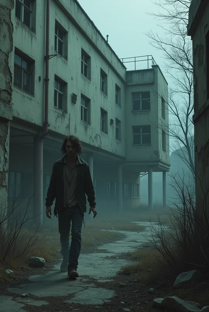 Abandoned hospital man goes outside