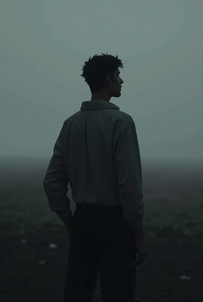 Chicho looking at the horizon while he has one of his hands on his waist with his back turned Show versions

