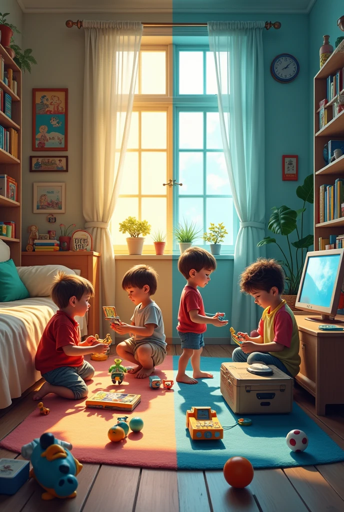 Toys for children aged 6-10 years 30 years ago and toys for children aged 6-10 years today creates a comparison