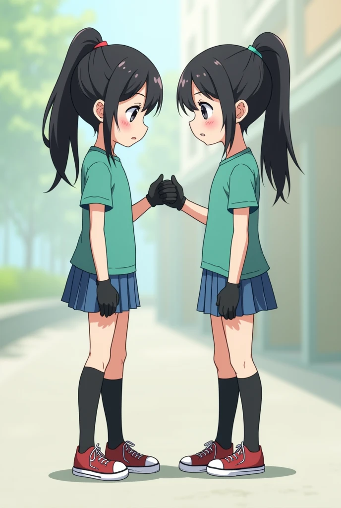 Anime Shy blushing and crying 1 girl because She wanna tell you She is a futa but you said you love futa girls. (you are cute lesbian girl to her that she love). Ayano Aishi has pale skin, dark grey eyes, and straight, mid-back length black hair. She stands at a height of 165 cm (5 ft. 5 in), weighs 43.5 kg (96 lbs.), and has average-sized breasts. Her hair is tied into a high ponytail with sharp bangs swept to the right, the middle one being the most prominent, and two strands of hair that frame her face, reaching to her shoulders. Ayano will wear a teal-green shirt, blue denim skirt, black thigh high socks, black gloves, and sneakers. 