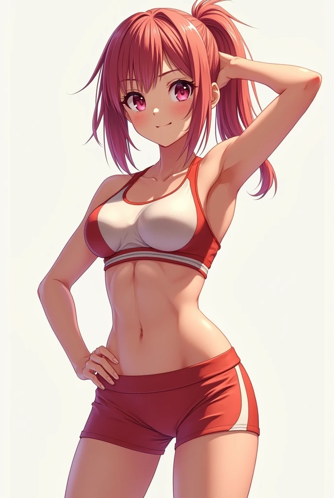 Girl ,anime , sportsman, showing the bra