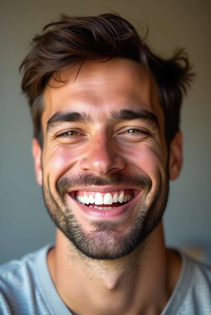 a guy smiling brightly 