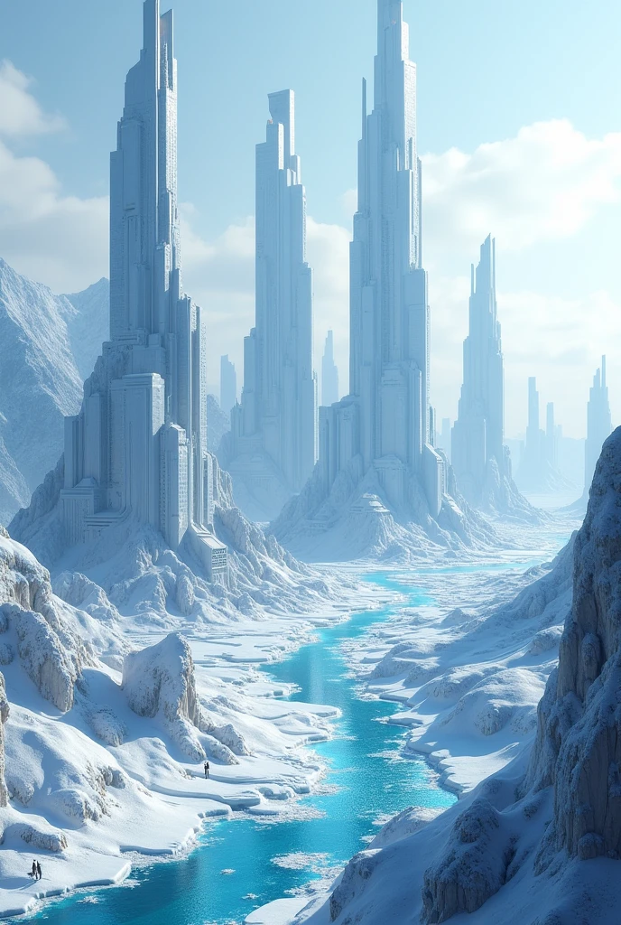 (An ultra-modern city made of ice), All artificial, Panoramic View