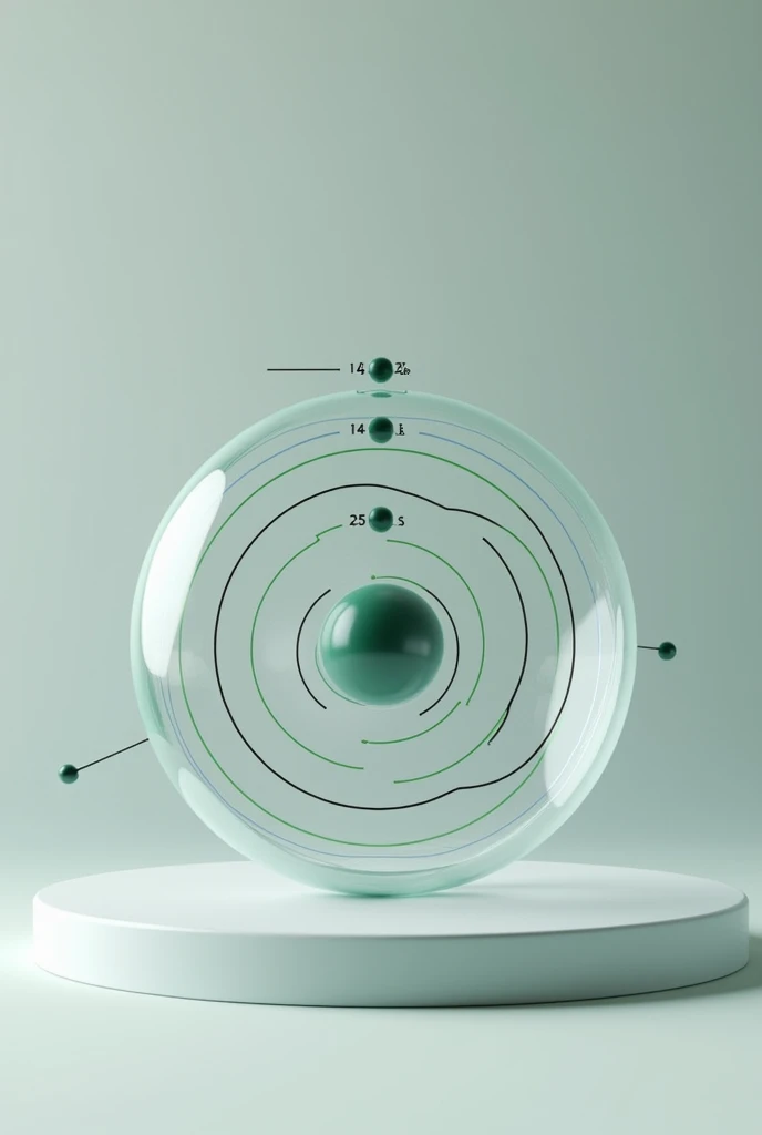 a model of atomic radium, representing the atomic radio, that carries the parts of the element with name and where the atomic radius is located