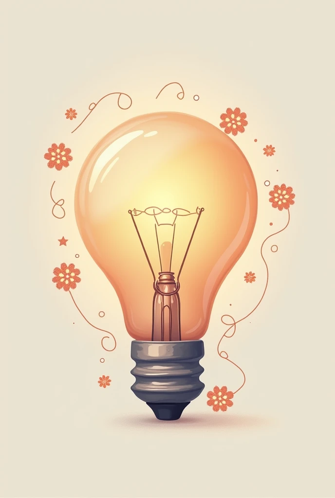 Create a modern and simple light bulb icon, symbolizing inspiration and creativity, with soft colors and crochet elements, like small threads or loops around the bulb and the bottom should be serous