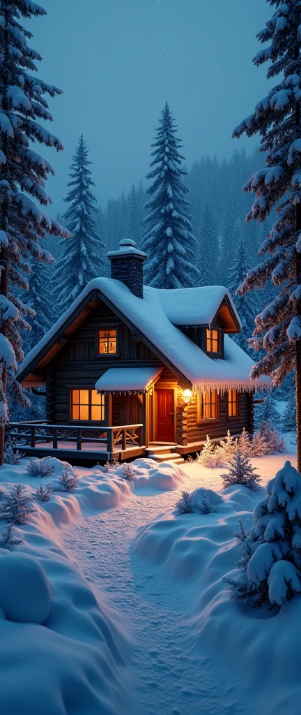 a snowy mountain cabin, icicles, cold, interior lighting, night, snowy wind, snowfall, dark cold night, (best quality,4k,8k,highres,masterpiece:1.2),ultra-detailed,(realistic,photorealistic,photo-realistic:1.37),studio lighting,extremely detailed,professional,vivid colors,dramatic lighting,cinematic composition