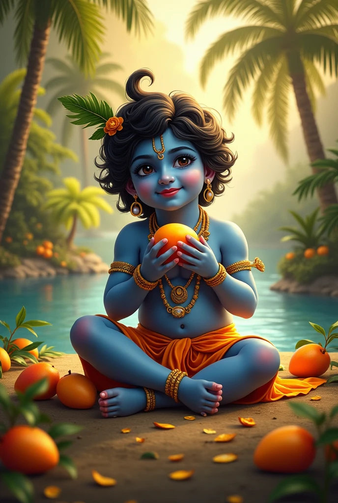 Lord krishna eating mangos