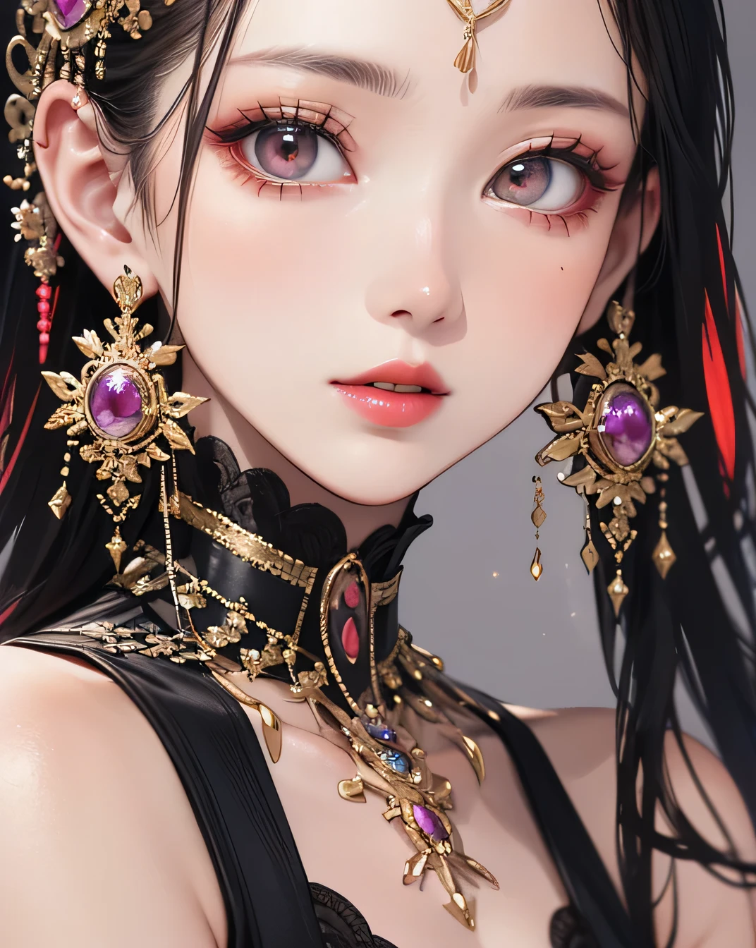 (Beautifully detailed face), (Beautiful attention to detail), Beautiful woman, Beautiful lips with lipstick, The most beautiful face in the world, Detailed, Highest quality, Masterpiece, Vivid and True Colors,