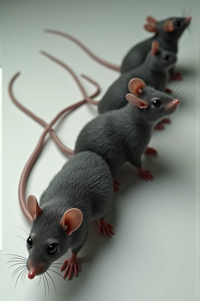 Draw 4 mice, each one blacker than the last.