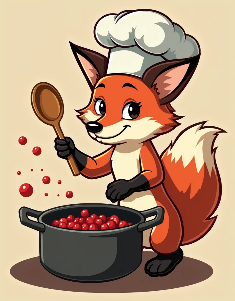 create a logo, fox with chef's hat, bowling in pot, place to put the store name, creative, high qualiy