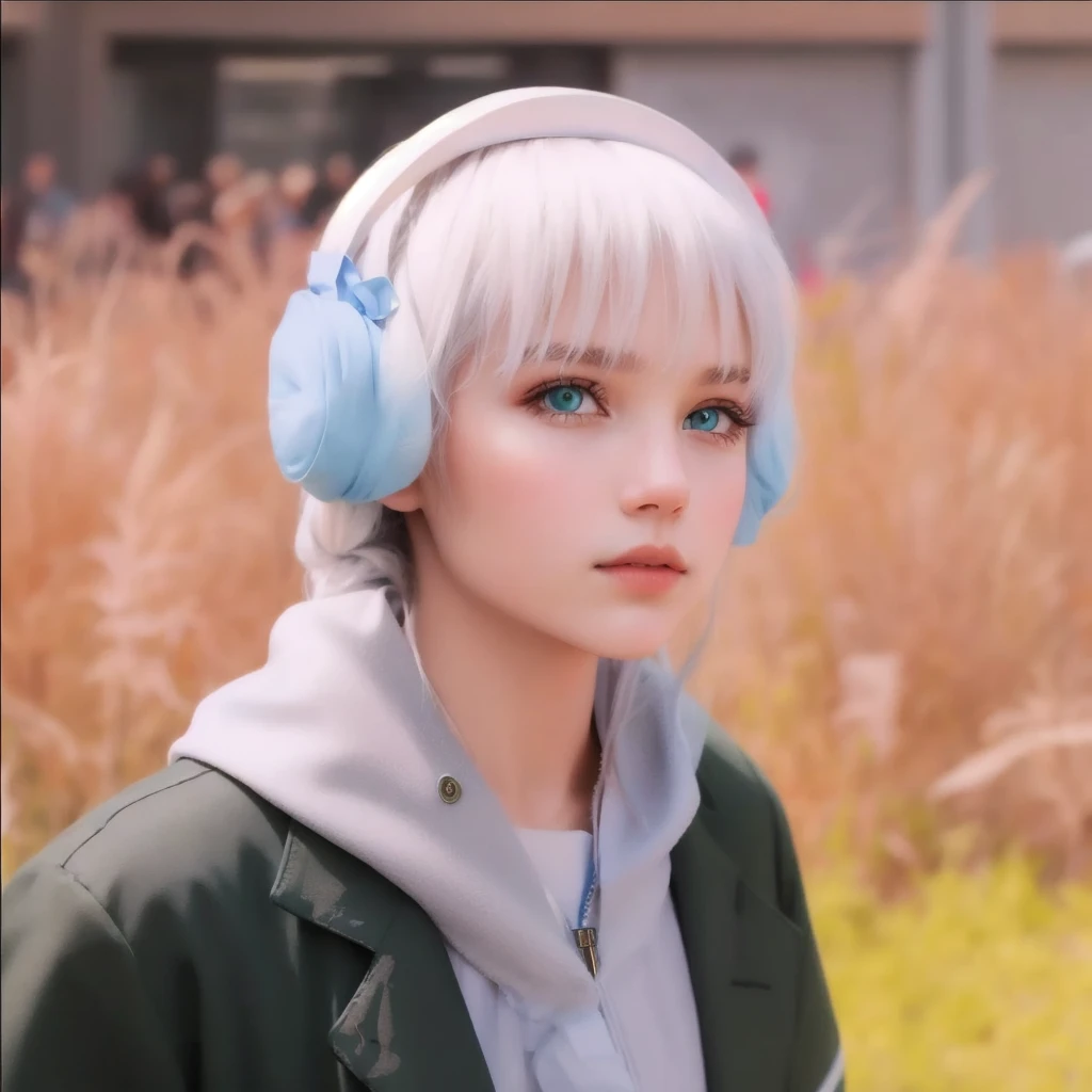 1girl, (masterpiece:1.1), (best quality:1.1), (white blouse:1.1), (checkered skirt:1.1), school uniform, high-waist skirt, BREAK [blue:pink:0.5] theme, (gradient background:1.1), cowboy shot, BREAK silver hair, long hair, , green eyes, intricate detailed tiara, looking to the side,