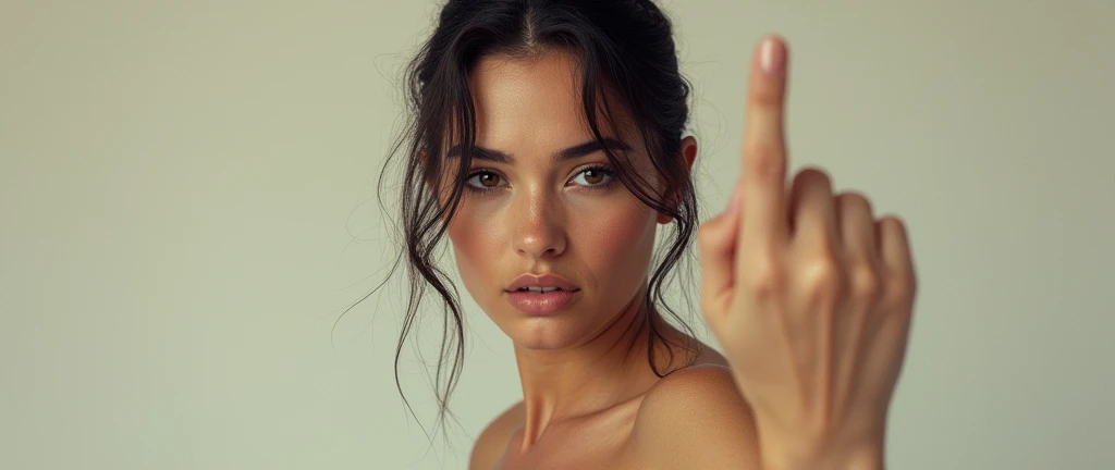 Women without dress she's middle finger 