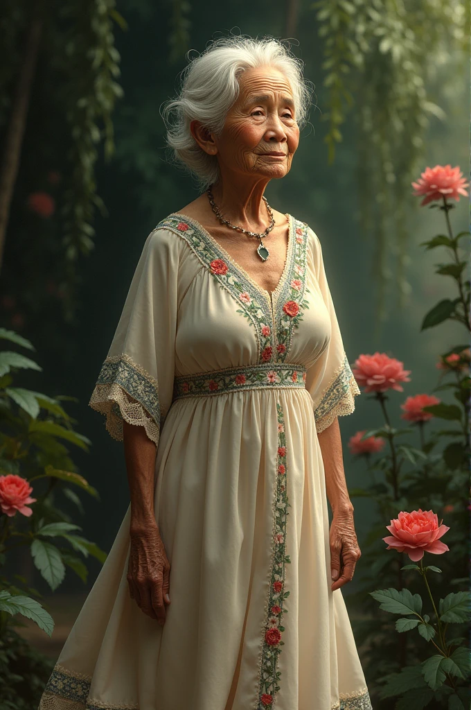 old lady wearing filipiniana