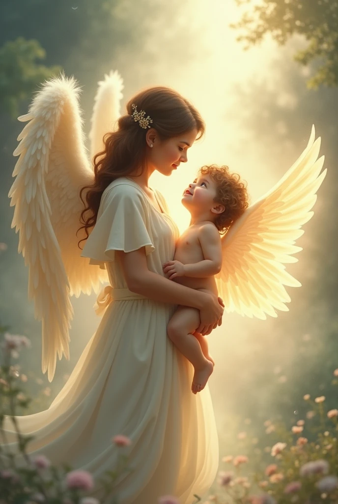 Guardian angel protecting child 