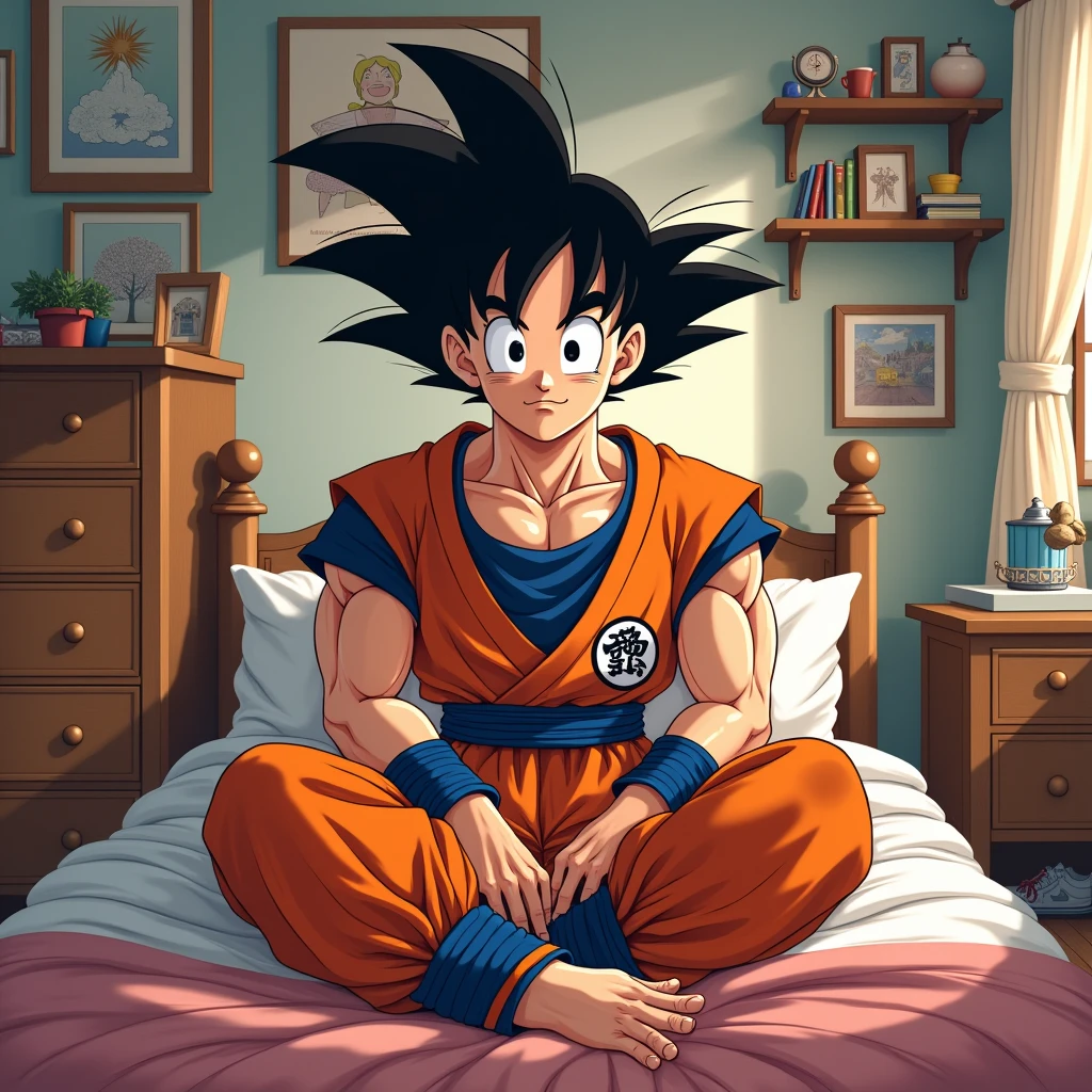 Draw Goku in his room 
