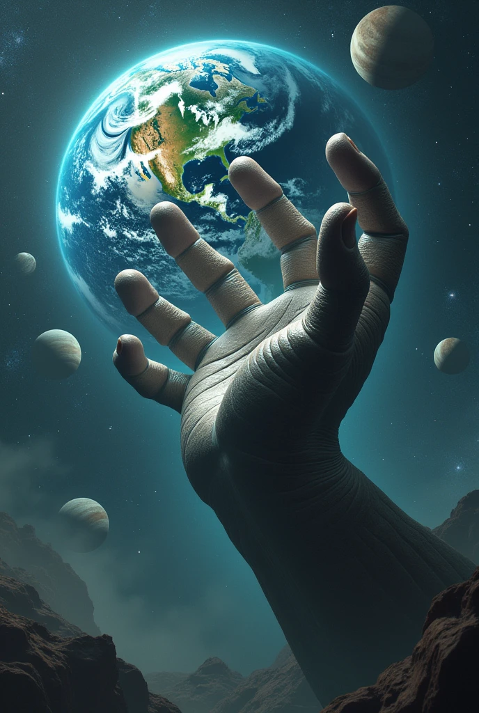master hand, huge ass, Trying to grab the Earth, solar system