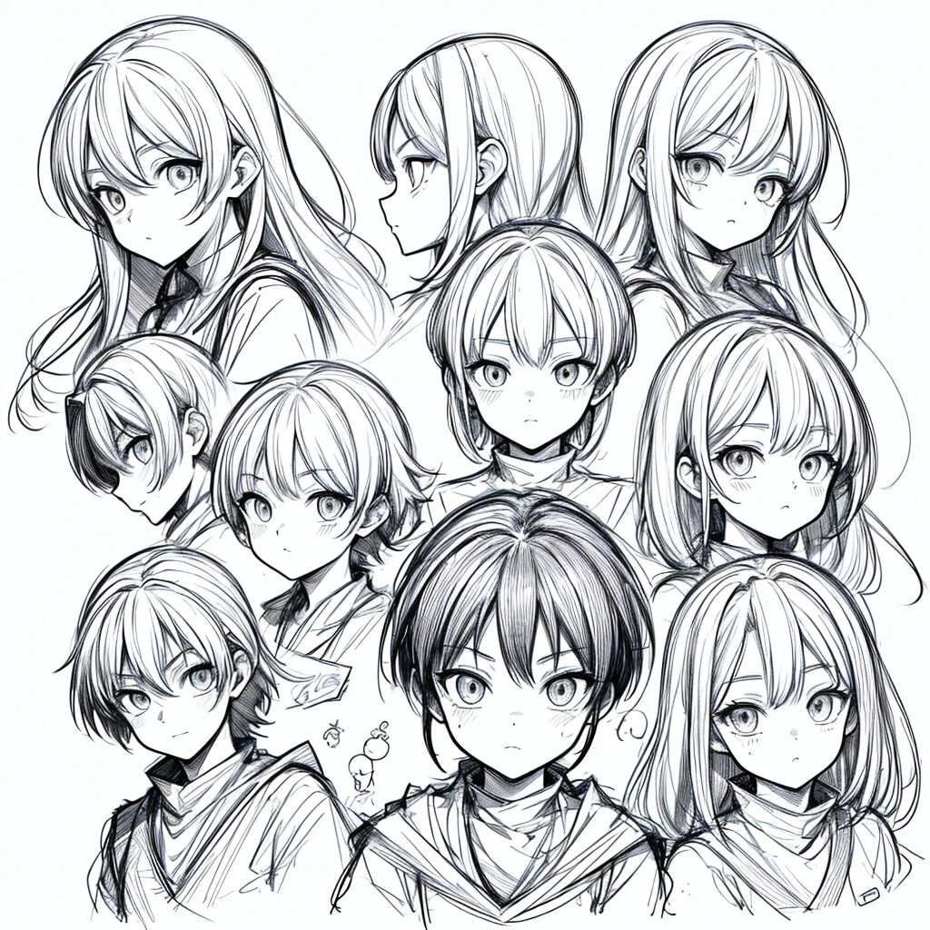 ((masterpiece)), (Hunter x Hunter style art),(((best quality))),((((sketch)))),((monochrome)), ??? boy, emoji pack, 3 emoticons, emoji sheet, multiple poses and expressions, anthropomorphic style, Disney style, black strokes, different emotions,multiple poss and expressions, 8k, (simple background, white background: 1.3), --4