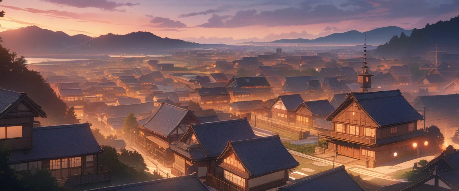 ((background only)), masterpiece, best quality, extremely detailed, ultra detailed, flat anime, 2D,
sunset, country town, japan