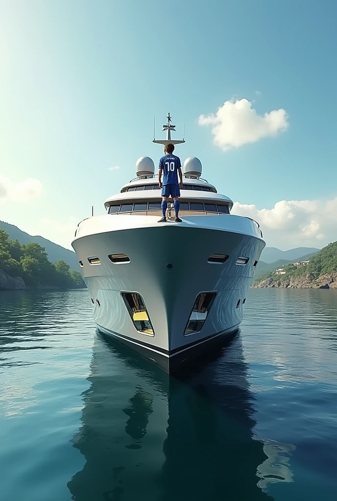 A beautiful ship driving by messi