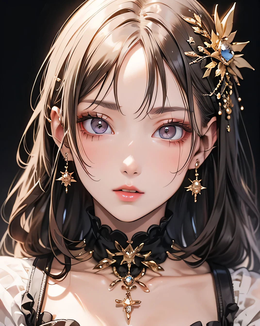 (Beautifully detailed face), (Beautiful attention to detail), Beautiful woman, Beautiful lips with lipstick, The most beautiful face in the world, Detailed, Highest quality, Masterpiece, Vivid and True Colors,