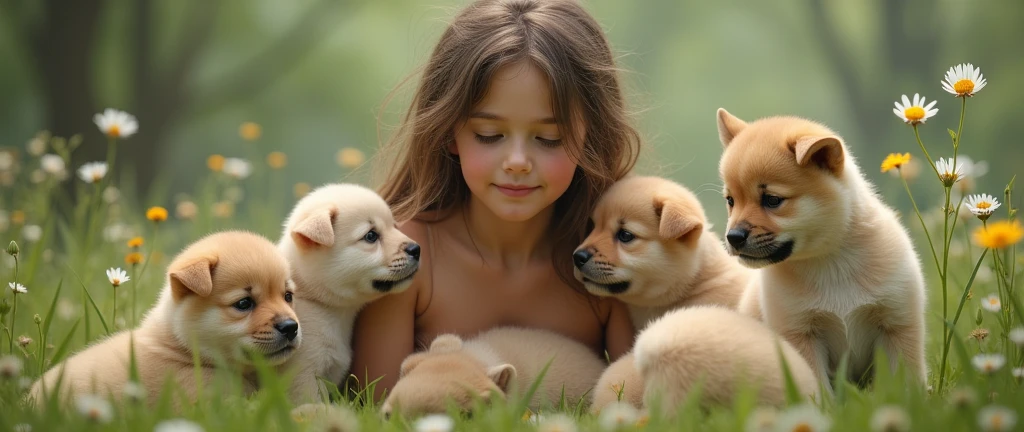 Girl without dress she's pups