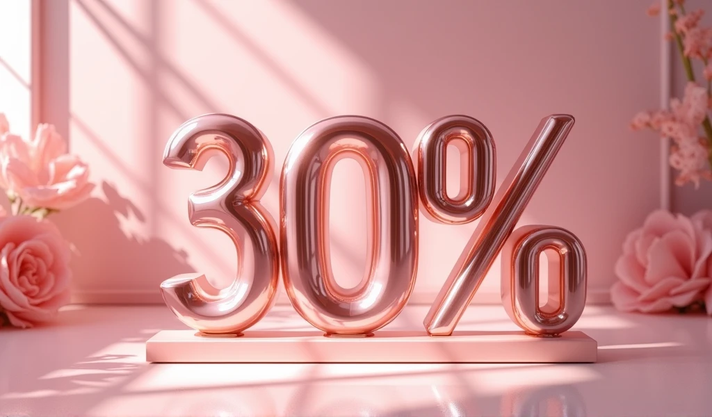 Um banner com nome da loja Hero Beauty com 30% off loja de maquiagem 