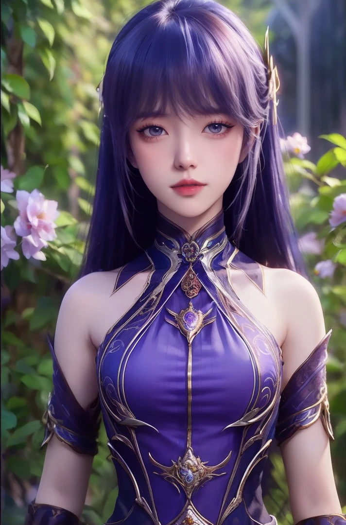 (best quality,ultra-detailed,photorealistic:1.37),vivid colors,studio lighting,beautiful detailed eyes,beautiful detailed lips,extremely detailed eyes and face,long eyelashes,portraits,black hair,confident expression,feminine,standing in a garden,soft sunlight, scenery,flower blossoms,peaceful atmosphere,artistic touch,textured brushstrokes,subtle color variations,brilliant white highlights,delicate movements,graceful pose,slight breeze,rustling leaves,sophisticated style,professional artwork,female beauty.