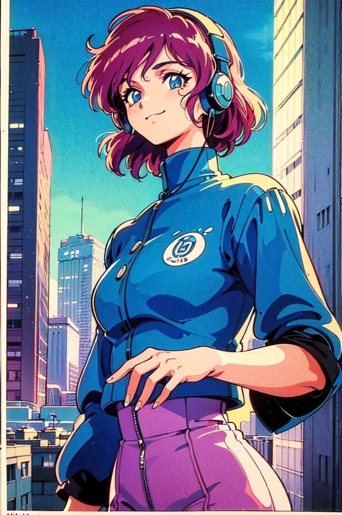(80's, Retro, City Pop:1.5), (Album cover), (masterpiece, Highest quality, Intricate details), (anime, figure), (pastel colour:1.3), Best Photo Poses, Dynamic Angle,
, alone, smile, A perfect eye for detail, Delicate face,Headphones,
City scene, City of night, Tokyo, High Fashion,