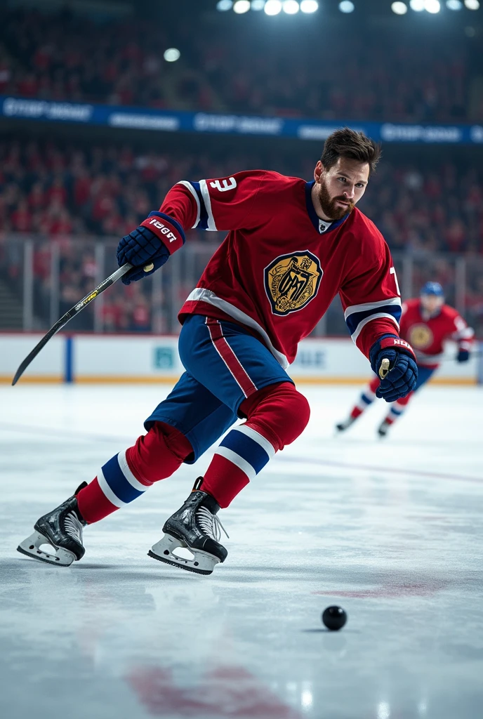Messi as a hokey player.