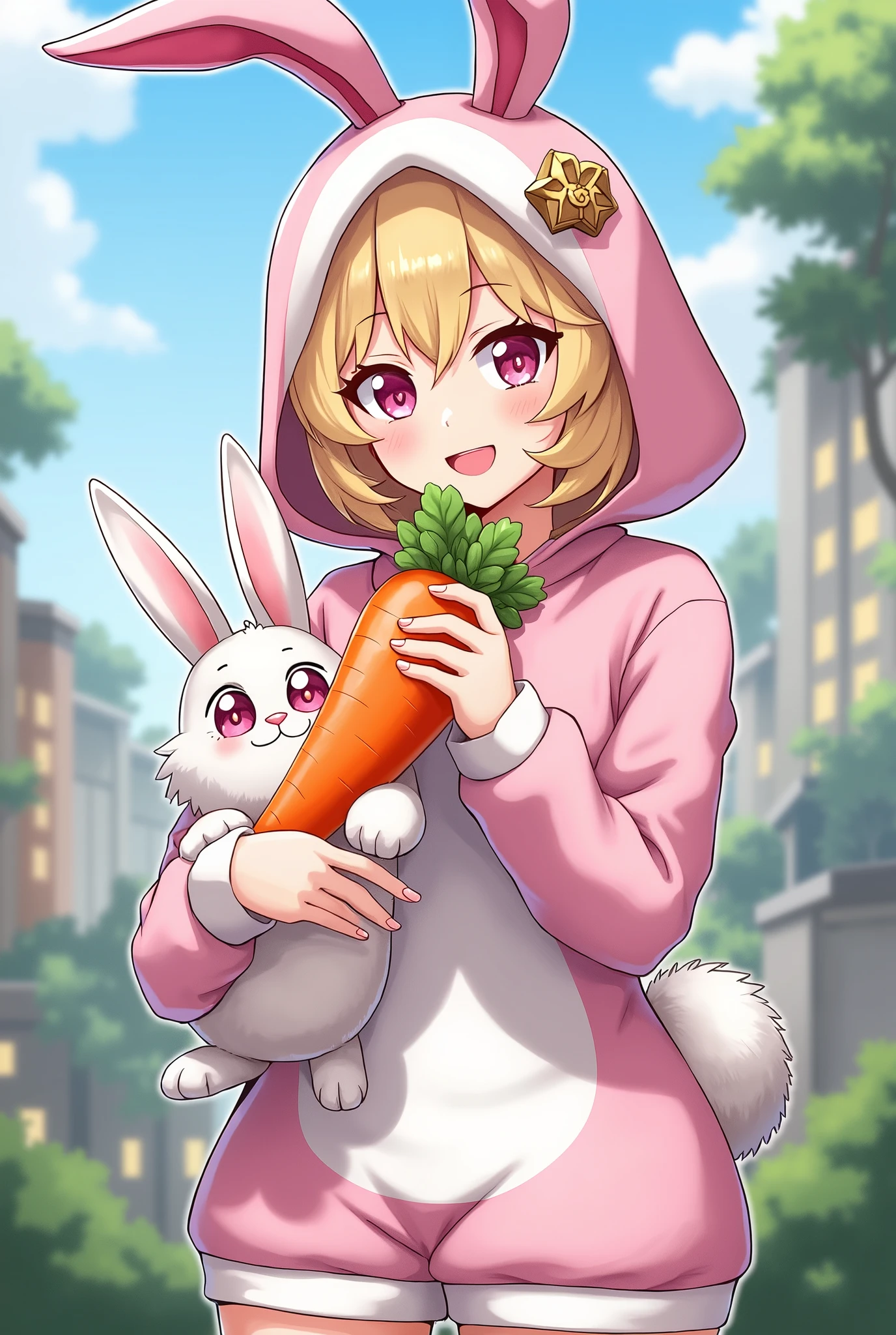 anime character with a carrot and a rabbit in a costume, anime style, from girls frontline, fine details. girls frontline, girls frontline universe, girls frontline style, girls frontline, girls frontline cg, 2 0 2 2 anime style, 2022 anime style, pixiv contest winner, wearing a bunny suit, concept art 2022, zerochan art, electrixbunny