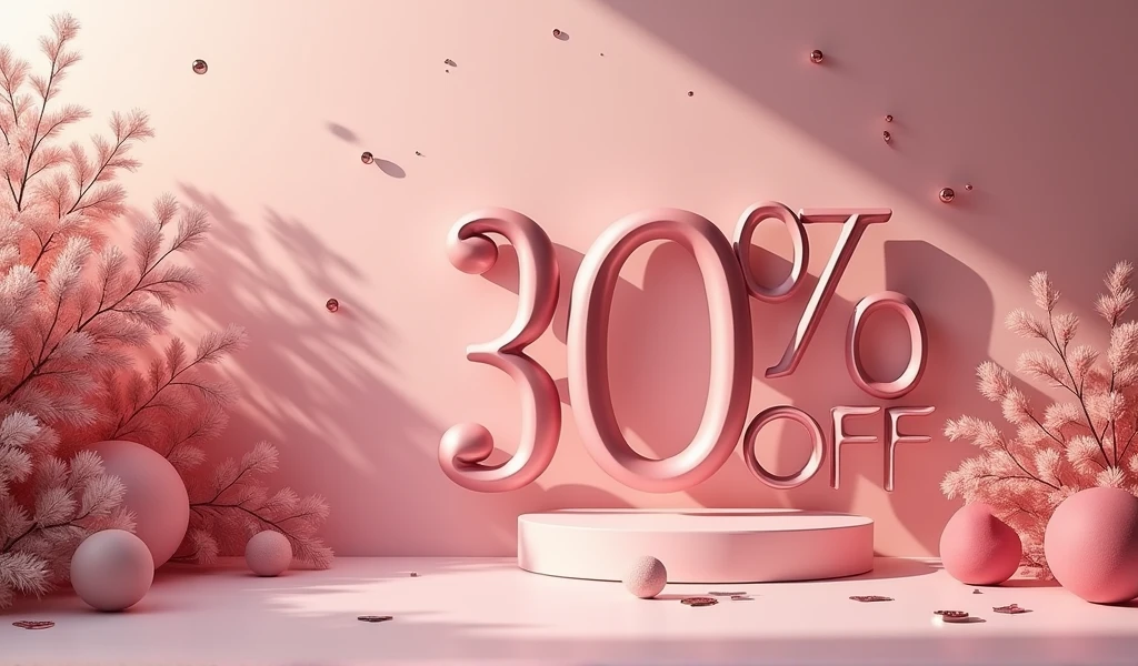 Um banner com nome da loja Hero Beauty com 30% off loja de maquiagem