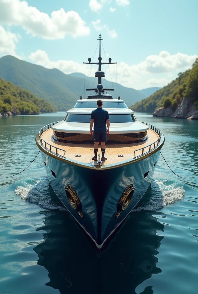 A beautiful ship driving by messi