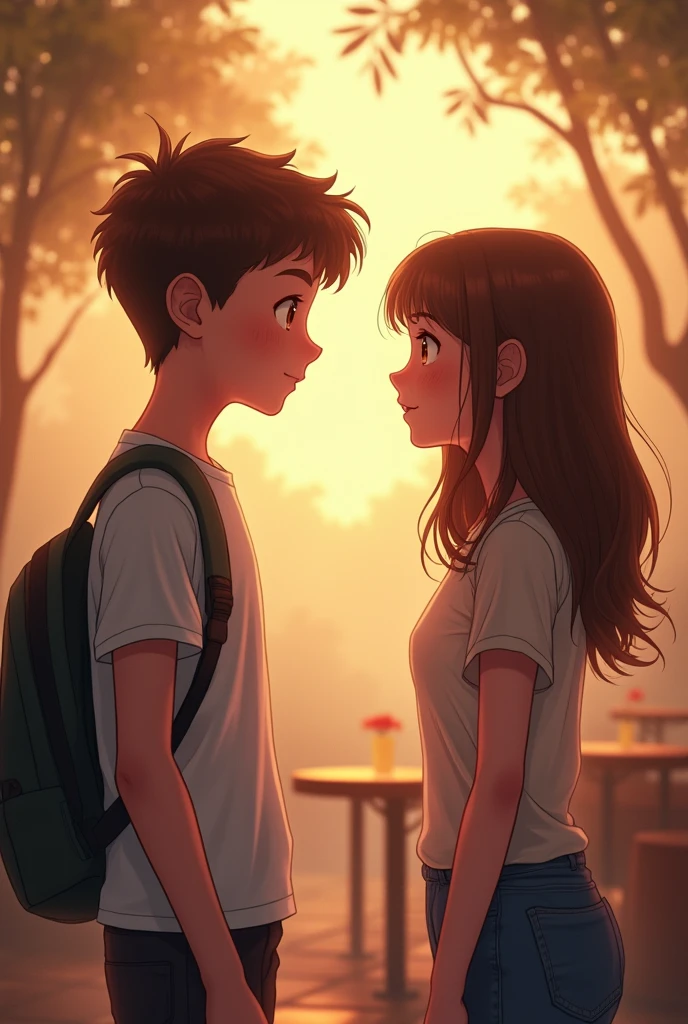A teenager young man meeting and having conversations with a teenager young girl