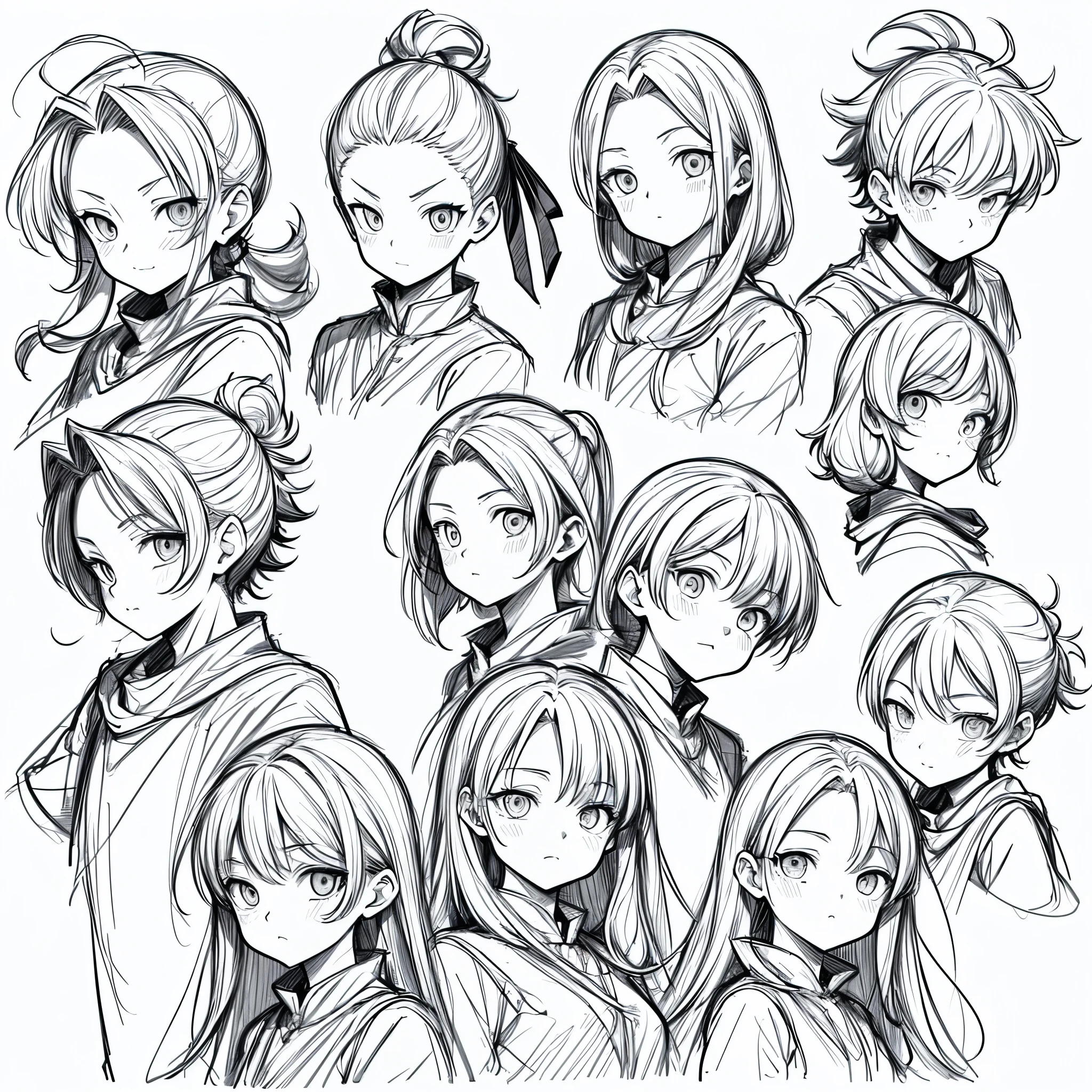 ((masterpiece)), (Hunter x Hunter style art),(((best quality))),((((sketch)))),((monochrome)), ??? boy, emoji pack, 3 emoticons, emoji sheet, multiple poses and expressions, anthropomorphic style, Disney style, black strokes, different emotions,multiple poss and expressions, 8k, (simple background, white background: 1.3), --4